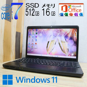 ★超美品 最上級4コアi7！新品SSD512GB メモリ16GB★VPCEH39FJ Core i7-2670QM Webカメラ Win11 MS Office2019 Home&Business★P66554