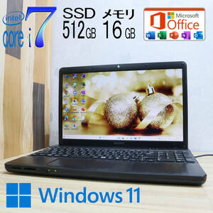 ★超美品 最上級4コアi7！新品SSD512GB メモリ16GB★VPCEH18FJ Core i7-2670QM Webカメラ Win11 MS Office2019 Home&Business★P66534