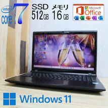 ★美品 最上級4コアi7！新品SSD512GB メモリ16GB★EGPNI726BD50P Core i7-2670QM Win11 MS Office2019 Home&Business ノートPC★P66922_画像1