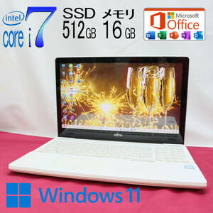 ★中古PC 最上級6世代4コアi7！新品SSD512GB メモリ16GB★A77W Core i7-6700HQ Webカメラ Win11 MS Office2019 Home&Business★P67952