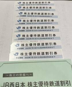 【未使用品】 送料無料　JR西日本株主優待鉄道割引券8枚分　有効期限2024年6月30日まで　☆★JR西日本 JR西日本株主優待 株主優待 