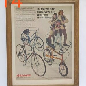 【現物額装】Raleigh ラレー ビンテージ 広告 額入り アメリカ 雑貨 自転車 バイク レトロ インテリア