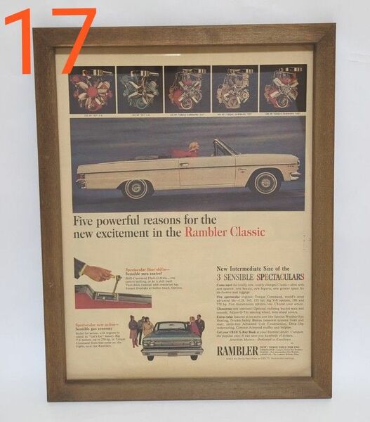 【現物額装】ランブラー クラシック 1965 ビンテージ広告 額入り アメリカ 雑貨 アメ車 レトロ RAMBLER