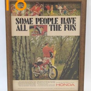 【現物額装】ホンダ 1966 ビンテージ 広告 額入り アメリカ 雑貨 HONDA バイク レトロ スクーター