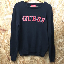 GUESS ビッグロゴ ニットトレーナー ブラック Sサイズ [jgg]_画像1