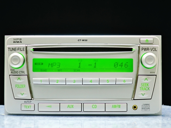 トヨタワイド純正 カーオーディオ CT-W58 08600-00H30 CD-R/MP3/WMA/AUX対応 管理記号17g3 送料無料 送料込み 早い者勝ち