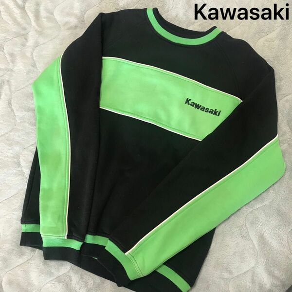 【激レア】Kawasaki カワサキ スウェット ライムグリーン 刺繍