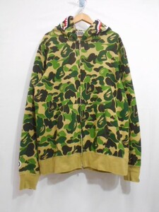 68 送80サ 0220$D14 A BATHING APE ア ベイシングエイプ BIG ABC CAMO SHARK FULL ZIP HOODIE フルジップカモパーカー サイズ2XL 中古品