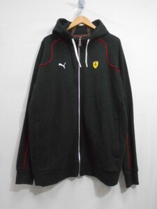 70 送60サ 0225$D08 PUMA Ferrari プーマ フェラーリ ジップパーカー フーディー スウェット ブラック サイズXL 中古品