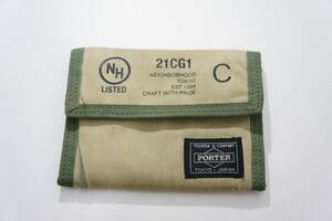 正規 21SS NEIGHBORHOOD ネイバーフッド × PORTER ポーター NHPT SHORT C-WAL 3つ折り 財布 ウォレット 211YSPTN-AC01 カーキ 224O