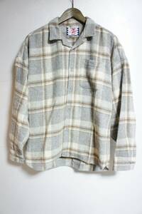 美品 正規 17AW SON OF THE CHEESE サノバチーズ Long flannel shirts ロング フランネル シャツ SC1720-SH03 灰茶 本物 714M