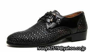 メンズ サンダル ビジネスシューズ 紳士靴 メッシュ 通気 夏用 軽量 涼しい カジュアル フォーマル ブラック 24.5cm~27cm