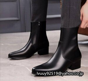 メンズ ブーツ ビジネスシューズ レザーシューズ ショートブーツ 革靴 サイドジップ マーティンブーツ ワークブーツ 紳士靴 23.5cm~26.5cm