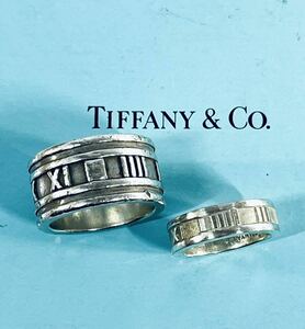 ◇1円★ TIFFANY＆Co ティファニー ★リング2個セット★ SV925シルバー アトラスリング 指輪 ティファニーペアリング #8#17 総重量約20g 