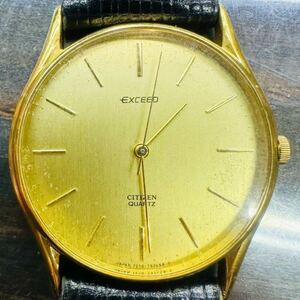 ◇ ★メンズ腕時計◆シチズン CITIZEN★18K エクシード 薄型ドレスウォッチ 18K 4-796977 Y クォーツ★動作品 USED★