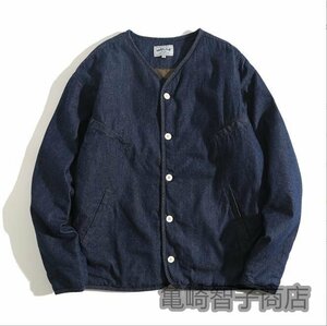  American Casual man front Denim fisi.ng shirt coverall jacket cotton 95% indigo Work jacket casual M~XXL selection /XL