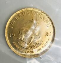 ★　ペンダントトップ　金貨　★　南アフリカ　1981年　クルーガーランド　1/4oz金貨　Au917（K22） 約8.5g（袋込み総重量9.0g）★_画像5