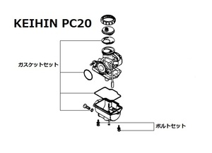 送料84円～日本製 純正 KEIHIN PC20 ガスケットセット ボルト Oリング パッキン モンキー ダックス エイプ カブ jazzキャブ ケイヒン ねじ