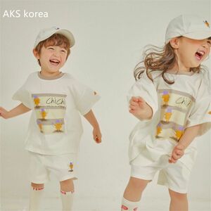ゴールデンウィークセール韓国風子ども服セットアップ 上下セット 半袖 Tシャツ