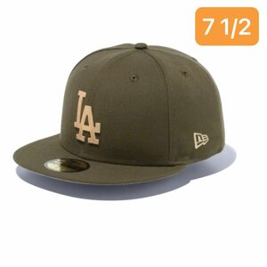 NEW ERA （ニューエラ）59FIFTY MLB Leather Logo ロサンゼルス・ドジャース モス　7 1/2