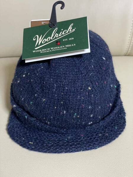 WOOLRICH KNIT RADAR ネイビーミックス ツバ付きニットキャップ ニット帽