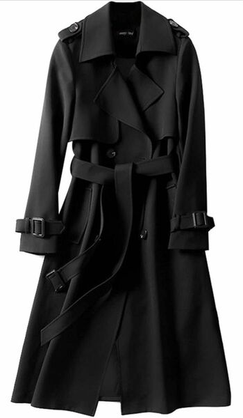[MEME XTRA] メメエクストラ トレンチコート レディース ロングコート アウター コート 薄手　Mサイズ ブラック