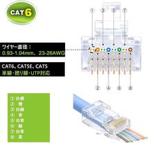 VCE 貫通式 RJ45コネクタ+保護カバー CAT6、CAT5E、CAT5 LANケーブル用 配線簡単 爪折れ防止 23-26A_画像4