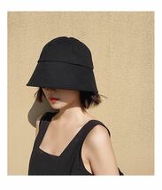 新品未使用 バケットハット 韓国 レディース 帽子 UVカット つば広 小顔効果 黒 ブラック M_画像3