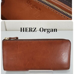 (男女可能)美品◆HERZ Organ ヘルツ オルガン L字ファスナー WL-3 長財布 ロングウォレット(キャメル)メンズ レディース ユニセックス