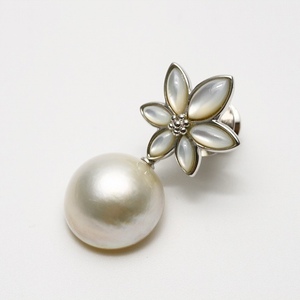  south . White Butterfly pearl pearl tie tack 9mm white color silver made 