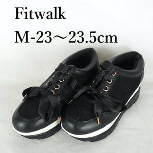 MK4599*Fitwalk*フィットウォーク*レディース厚底シューズ*M-23〜23.5cm*黒