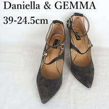 MK4793*Daniella & GEMMA*ダニエラアンドジェマ*レディースパンプス*39-24.5cm*濃いグレー_画像1