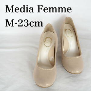 MK5055*Media Femme*メディアフェム*レディースパンプス*M-23cm*ベージュラメ