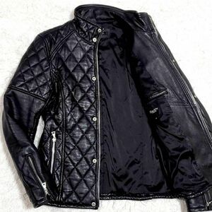  ultimate beautiful goods M Black by VANQUISH diamond quilting rider's jacket black black bai vanquish ram leather blouson sheep 