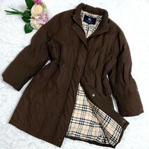 極美品 XL～2XL バーバリー オーバーサイズ ダウンコート 茶 ノバチェック 大きいサイズ BURBERRY ノヴァチェック ブラウン 40 LL 2L 3L_画像1