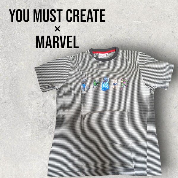 YOU MUST CREATE／MARVEL プリントボーダーTシャツ