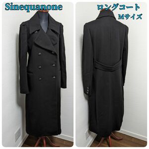 【美品】Sinequanone ロングコート パフスリーブ ナポレオン ブラック チェスターコート フルレングス 黒 レディース