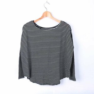  Billabong long sleeve T shirt cut and sewn border pattern sportswear lady's M size black × white BILLABONG