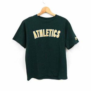 メジャーリーグベースボール Tシャツ 半袖 アスレチックス コットン100% スポーツウエア トップス メンズ Mサイズ グリーン MLB