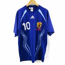 アディダス 半袖Tシャツ サッカー 日本代表 JFA ユニフォーム スポーツウエア メンズ Lサイズ ブルー adidas_画像1