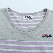 フィラ 半袖Tシャツ ボーダー柄 スポーツウエア レディース Mサイズ グレー×パープル FILA_画像4