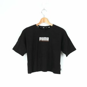 プーマ 半袖Tシャツ ロゴT クロップド丈 スポーツウエア レディース Sサイズ ブラック PUMA