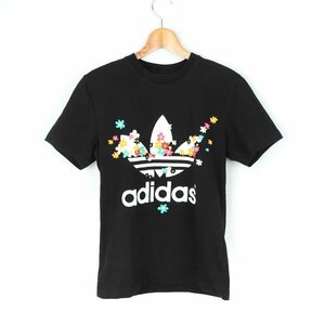 アディダス 半袖Tシャツ ロゴT 花柄 スポーツウエア レディース Mサイズ ブラック adidas