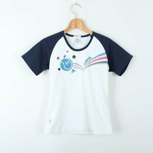 アディダス 半袖Tシャツ クライマライト スポーツウエア レディース Lサイズ ホワイト×ネイビー adidas