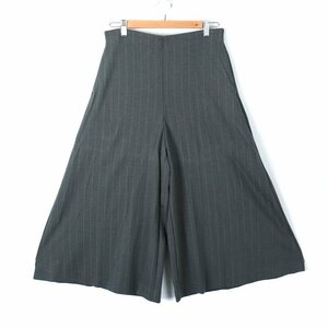 ユニクロ パンツ ワイド ウエストゴム ストライプ レディース Lサイズ グレー UNIQLO