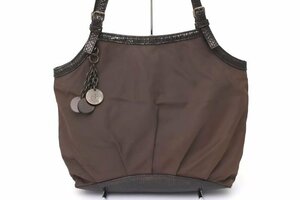  Calvin Klein tote bag leather steering wheel Lizard type pushed . charm attaching shoulder .. bag lady's Brown Calvin klein