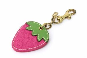  Coach key holder signature strawberry motif charm brand small articles lady's pink COACH