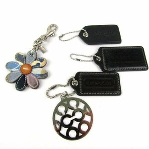  Coach key holder 4 point set leather Logo flower motif other charm brand together men's lady's COACH
