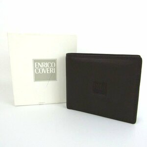エンリコ・コベリ 二つ折り財布 未使用 レザー イタリア素材 小銭入れあり ブランド ウォレット メンズ ブラウン Enrico Coveri
