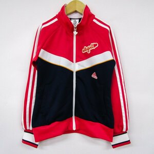 アディダス 長袖ジャージ ジップアップ スポーツウエア キッズ 女の子用 130サイズ レッド×ブラック adidas